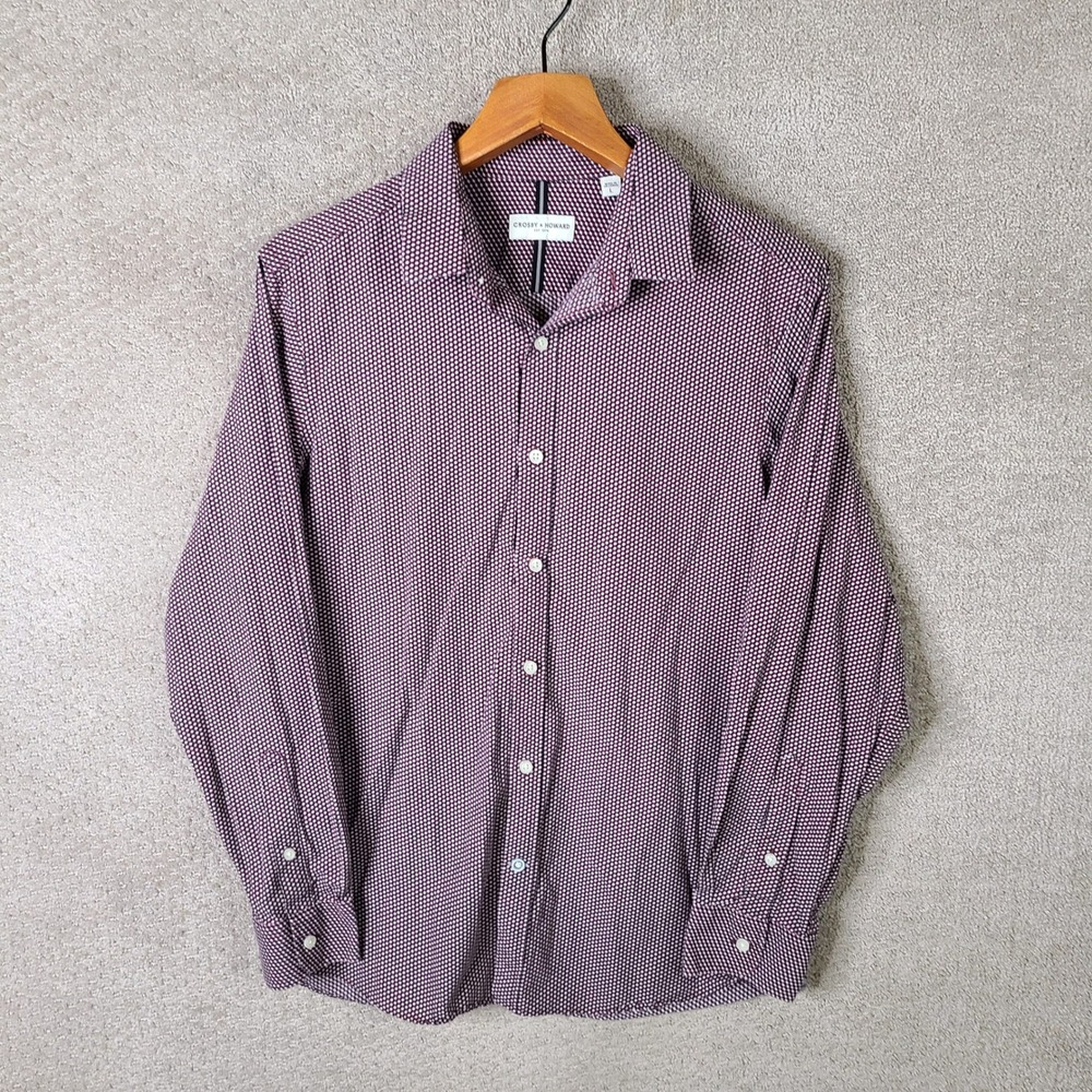 Crosby & Howard Shirt‎ Mens Large Maroon Geometric Button Down Lyocell Blend
